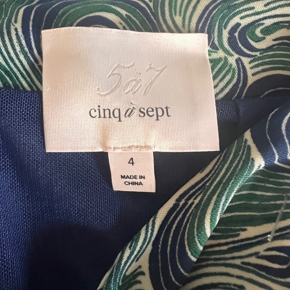 Cinq a Sept Womens Skirt Size 4 Green Blue Swirl Print Knot Front Midi New - Picture 5 of 6